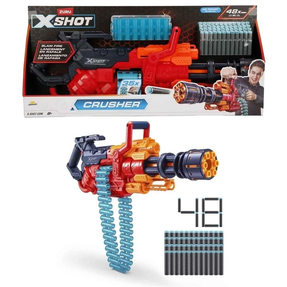 OMZ X-SHOT SÜNGER ATAN CRUSHER 48 MERMİLİ - 92381 Kız Erkek Çocuk Oyuncak Eğitici Oyuncaklar ürün görseli 1