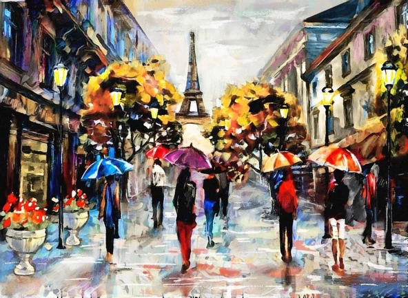 Nova Puzzle 1000 Parça Yağmurlu Havada Eyfel Sokakları Puzzle - Yağlıboya ürün görseli 1