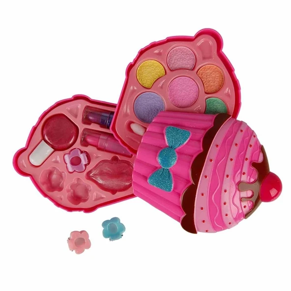 OMZ Cupcake Şekilli 2 Katlı Makyaj Güzellik Seti Kız Erkek Çocuk Oyuncak Eğitici Oyuncaklar ürün görseli 1