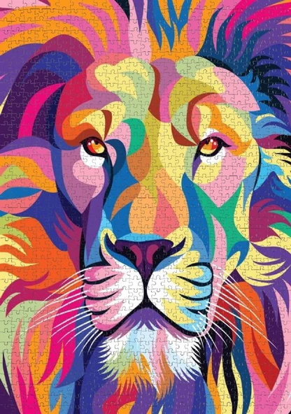 Nova 1000 Parça Renkli Aslan Portresi Puzzle - Resim 3