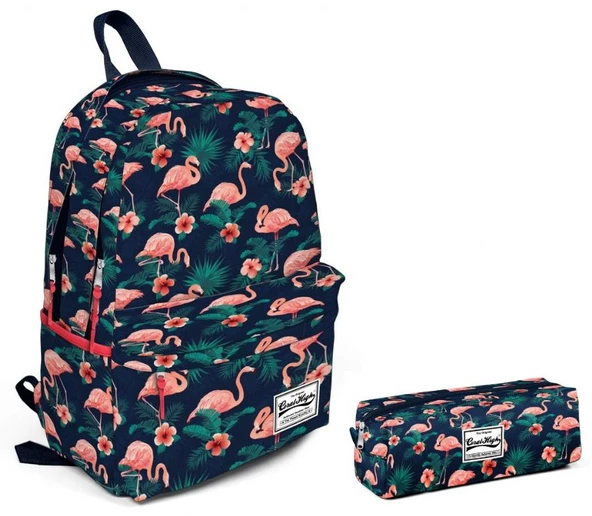 Coral High Yeşil Pembe Flamingolar Kız Çocuk Okul Çanta Seti ürün görseli 1