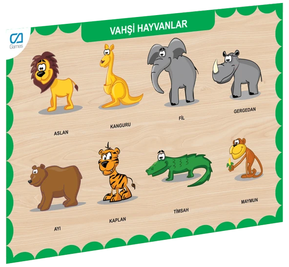 OMZ CAAHS-3213 CA GAMES AHŞAP VAHŞİ HAYVANLAR BUL-TAK Kız Erkek Çocuk Oyuncak Eğitici Oyuncaklar ürün görseli 1