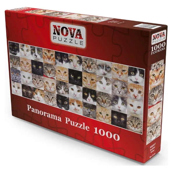 Nova Puzzle 1000 Parça Sevimli Kediler Kolajı Panorama Puzzle - Resim 2