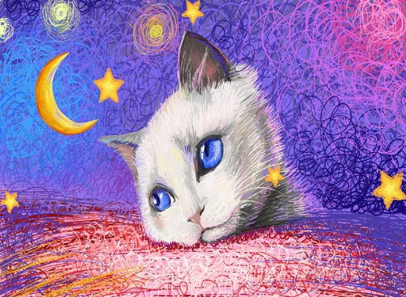 Nova 1000 Parça Puzzle - Yıldızların Altında - Beyaz Kedi ürün görseli 1