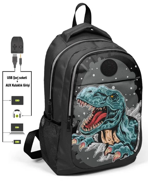 Coral High Kids Dinazorlu İlk ve Ortaokul Sırt Çantası - USB ve AUX Çıkışlı ürün görseli 1