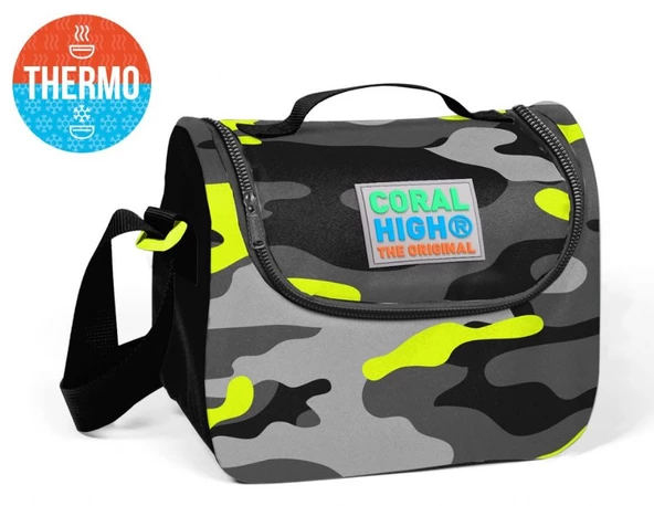 Coral High Yeşil / Gri Kamuflaj Desenli Termoslu Beslenme Çantası - Erkek Çocuk ürün görseli 1