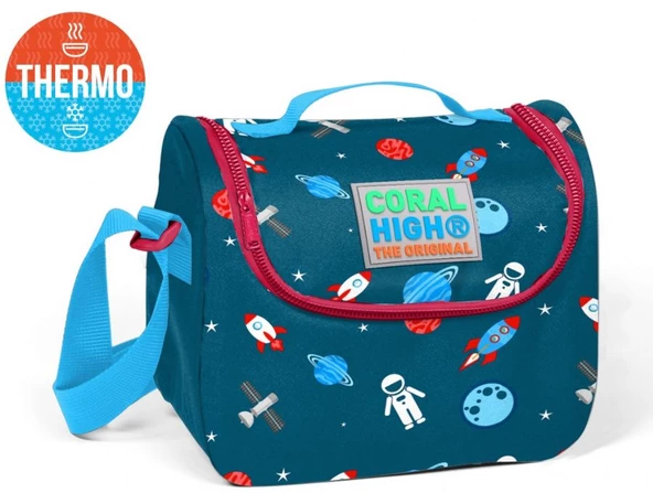 Coral High Lacivert Astronot Desenli Termoslu Beslenme Çantası - Erkek Çocuk ürün görseli 1