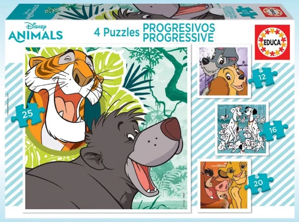 Educa Disney Animals 12+16+20+25 Parça Yapboz Seti ürün görseli 1
