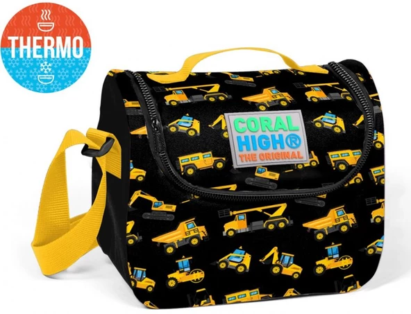 Coral High Sİyah Dozer Desenli Termoslu Beslenme Çantası - Erkek Çocuk ürün görseli 1