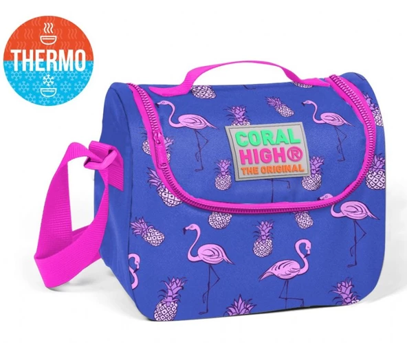 Coral High Mor Flamingo Desenli Termoslu Beslenme Çantası - Kız Çocuk ürün görseli 1