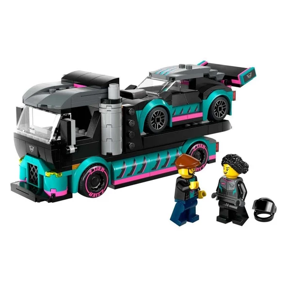 OMZ LEGO City Yarış Arabası ve Araba Taşıyıcı Kamyon 60406 Kız Erkek Çocuk Oyuncak Eğitici Oyuncaklar ürün görseli 1