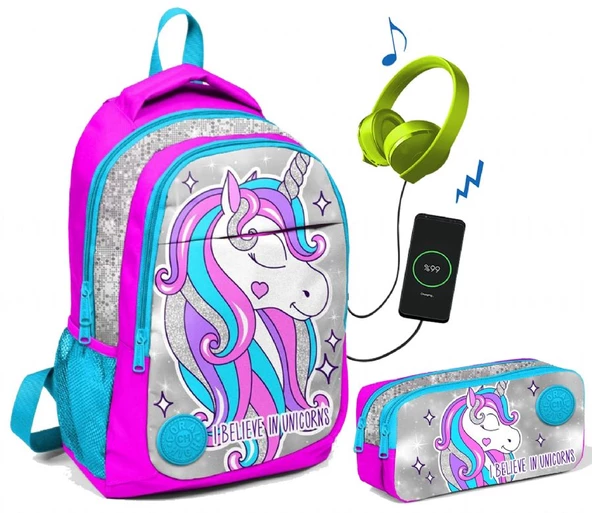 Coral High Pembe Unicorn Baskılı Okul Çanta Seti - Kız Çocuk ürün görseli 1
