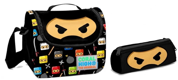 Coral High Siyah Ninja Erkek Çocuk Beslenme ve Kalemlik Seti ürün görseli 1