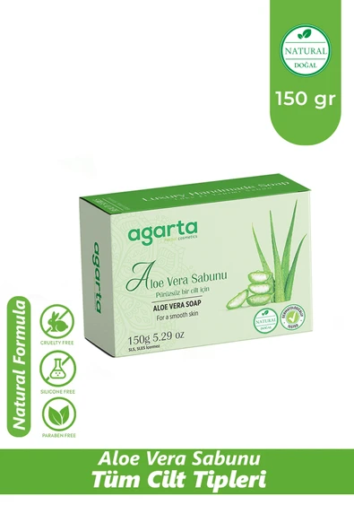 Agarta Onarıcı Etkili %50 Aloe Vera Özlü Doğal Katı Sabun 150 gr ürün görseli 1