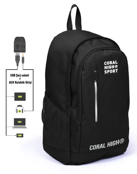 Coral High Sport Siyah Okul ve Günlük Sırt Çantası - Çocuk, Genç ürün görseli 1