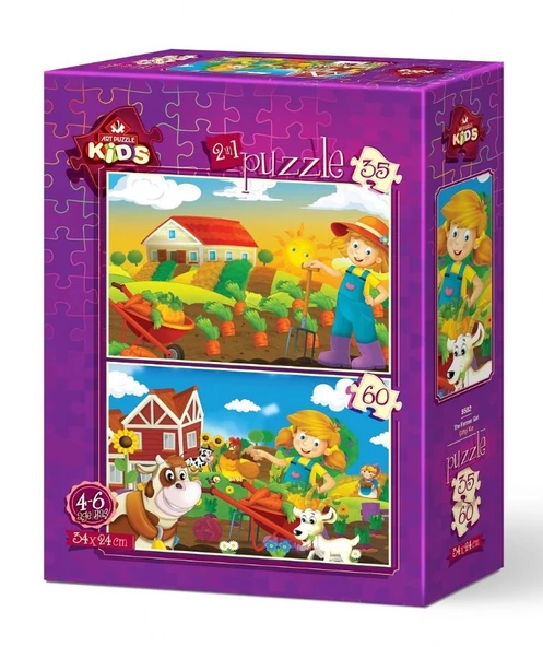 Art Puzzle Çiftçi Kız 2'li 35+60 Parça Yapboz ürün görseli 1