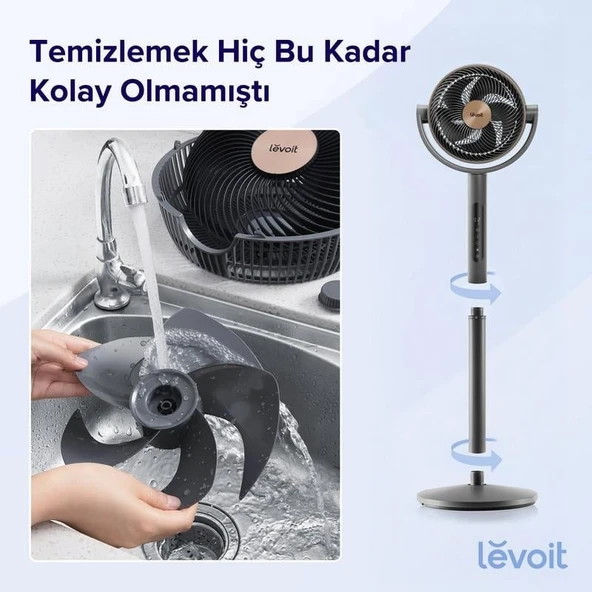 Levoit Pedestal Circulator Vantilatör - Gri - Resim 9