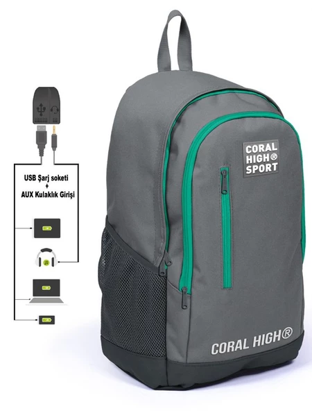 Coral High Sport Gri Okul ve Günlük Sırt Çantası - Çocuk, Genç ürün görseli 1