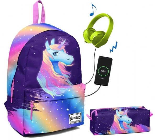 Coral High Renkli Unicorn Okul ve Günlük Çanta Seti ürün görseli 1