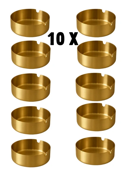 Mucit Home Küllük Gold Paslanmaz Çelik 10 Lu Kül Tablası Küllük Seti ürün görseli 1