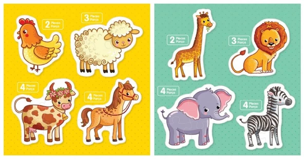 BlueFocus Baby Puzzle Vahşi ve Çiftlik Hayvanları Puzzle Seti ürün görseli 1