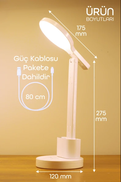 Şarjlı LED Masa Lambası Kalemlik Telefon Standlı Renk Ayarlı Dokunmatik Dimmer S9 ürün görseli 1