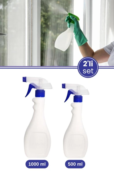 2’li Tigerli Sıvı Püskürtücü Set, Spreyli Yağ Sirke Su Püskürtme Cam Temizlik Şişesi 1000ml+500ml ürün görseli 1
