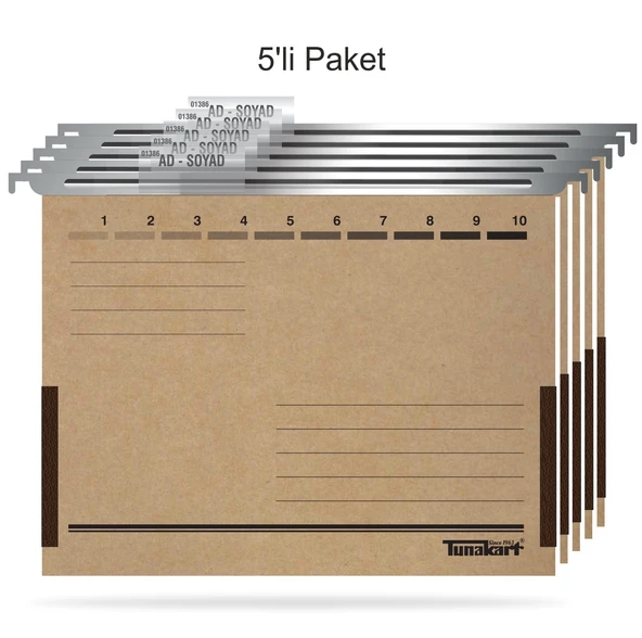 Tunakart ASD2005 Metal Askılı yan bezli körüklü dosya 5 li Paket ürün görseli 1