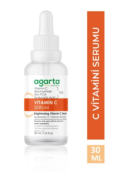Agarta Süper Aydınlatıcı Ve Ton Eşitleyici C Vitaminli Serum 30 ml (%7,5 VİTAMİN C, NİACİNAMİDE, ZİNC PCA) ürün görseli 1