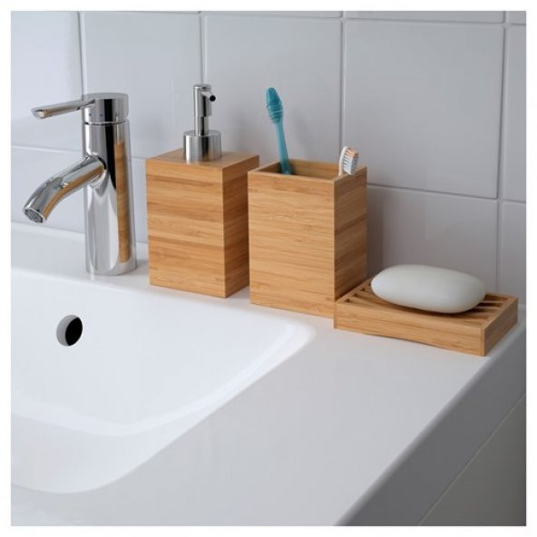 3 Parça Bambu Banyo Seti 3 IKEA Bambu Sabunluk Seti Banyo Set 3Parça ürün görseli 1