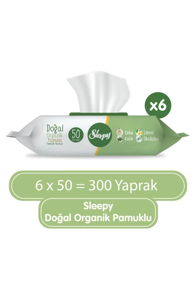 Sleepy Doğal Organik Pamuklu Temizlik Havlusu 6X50 (300 Yaprak) ürün görseli 1
