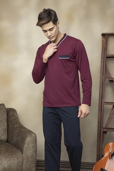 Kly 7105 Erkek V Yaka Pijama Takımı ürün görseli 1