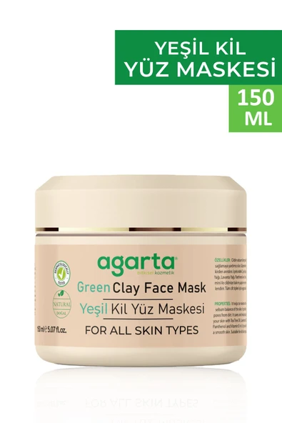 Agarta Doğal Sivilce ve Gözenek Önleyici Yağlı ve Karma Cilt Yeşil Kil Maskesi 150 ml ürün görseli 1
