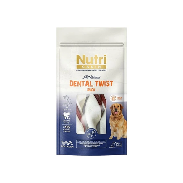 Nutri Canin Ördek Etli Dental Köpek Ödül Kemiği 120 Gr - Ağız Sağlığı ve Plak Kontrolü Destekleyici ürün görseli 1
