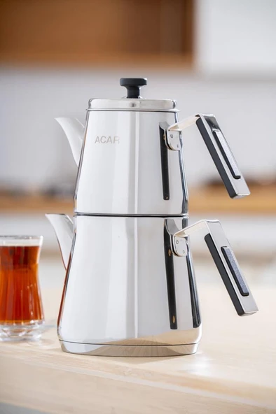Acar Aveline Orta Boy Çelik Çaydanlık Takımı AR-08585 ürün görseli 1