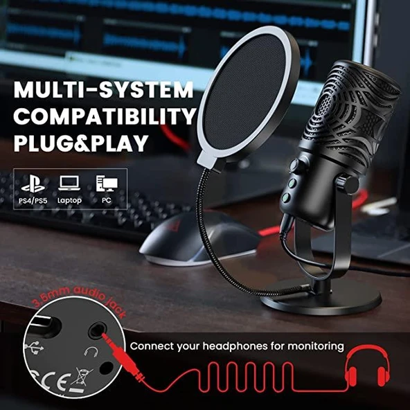 FM1 USB Kondenser Mikrofon - Resim 3