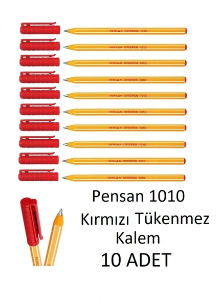 1010 Kırmızı Tükenmez Kalem Ofispen 10 adet ürün görseli 1