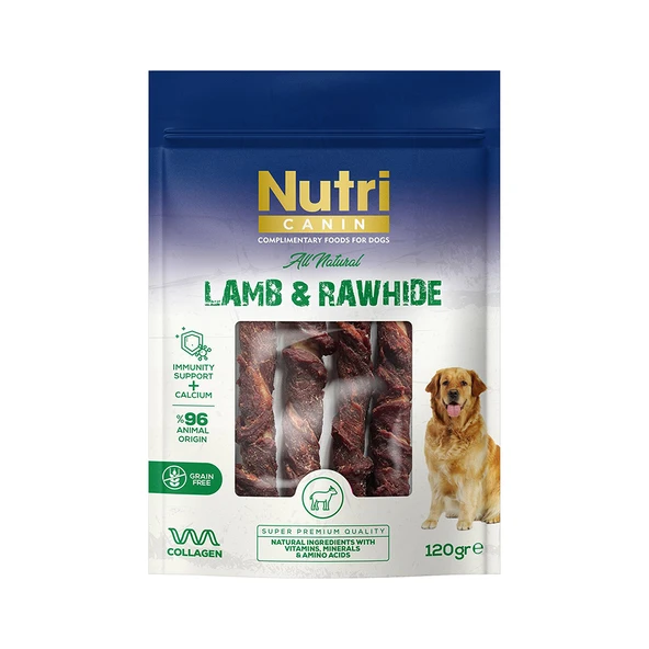 Nutri Canin Kuzu Eti Sarılı Çiğneme Kemiği 120 Gr - Hassas Sindirim ve Diş Sağlığı Destekleyi ürün görseli 1