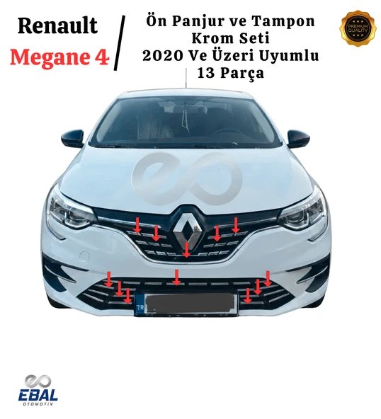Renault Megane 4 Ön Panjur ve Tampon Krom Seti 13 Parça (2020 ve Sonrası) Paslanmaz Çelik ürün görseli 1