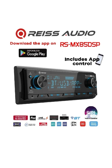 Reiss Audio Rs-mx85dsp dsp işlemcili 3amfi 4v Rca Çıkışlı Profesyonel Oto Teyp rgb Bluetooth-Usb ürün görseli 1