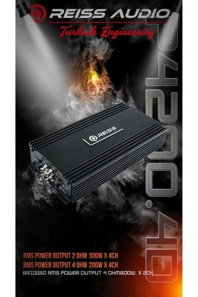 Reiss RS-P4200.4 4KANAL EFSANE SERİ OTO AMFİ ANFİ 4CH-4 OHM 200W-RMS 4 OHM BRIDGED 2CHx600W ürün görseli 1