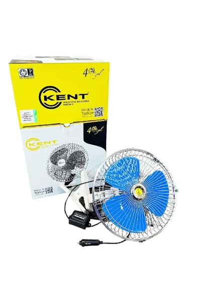 KENT 24 Volt Oto Vantiltatör 10inch 25cm Mandallı 24v Çakmaklık Girişli Vantilatör ürün görseli 1