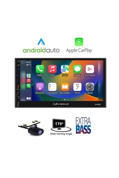 Navigold Ds-6250 Uyumlu Car Play Özellikli Teyp Multimedya Ful Hd 7'' Inch Bluetooth- Çift Usb 4x55w +kamera ürün görseli 1