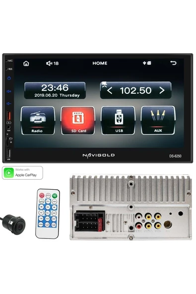 Navigold Double Teyp 7" 4x55w Bt/usb/sd/fm/aux Carplay Kameralı Ds-6250 ürün görseli 1
