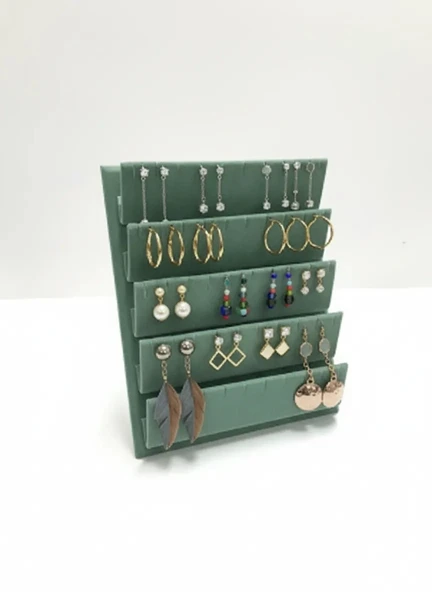 Süet Kumaş 20/16 Cm Yeşil Renk Ayaklı Küpe Standı ürün görseli 1