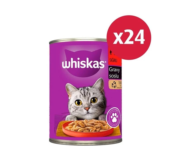 Whiskas Konserve Sığırlı Kedi Mama 24 X 400 gr ürün görseli 1