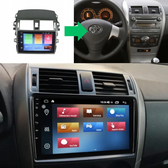 Toyota Corolla (Izgaralı Çerçeve) Android Multimedya Sistemi 4-64 Cadence (2007-2013) ürün görseli 1