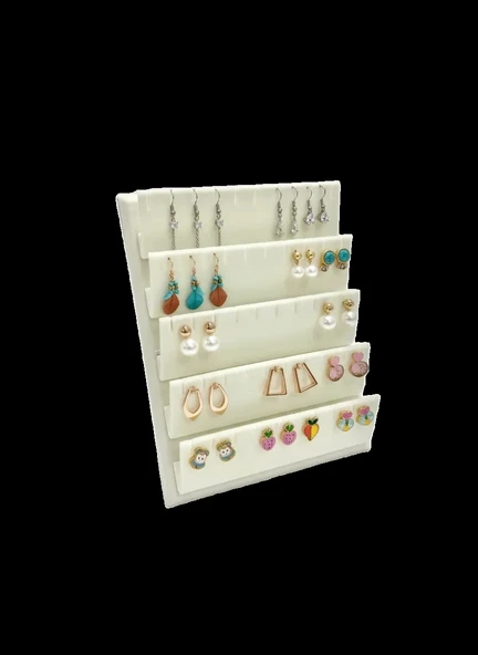 Süet Kumaş 20/16 Cm Krem Renk Ayaklı Küpe Standı ürün görseli 1