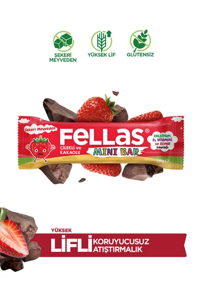Fellas Mini Meyve Bar - Çilekli ve Kakaolu (28 g) x 12 Adet ürün görseli 1