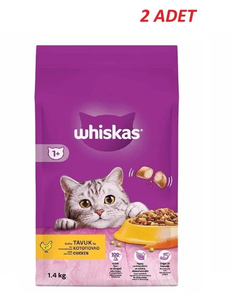Whiskas Yetişkin Tavuklu Kedi Maması 1.4 Kg*2 Adet ürün görseli 1